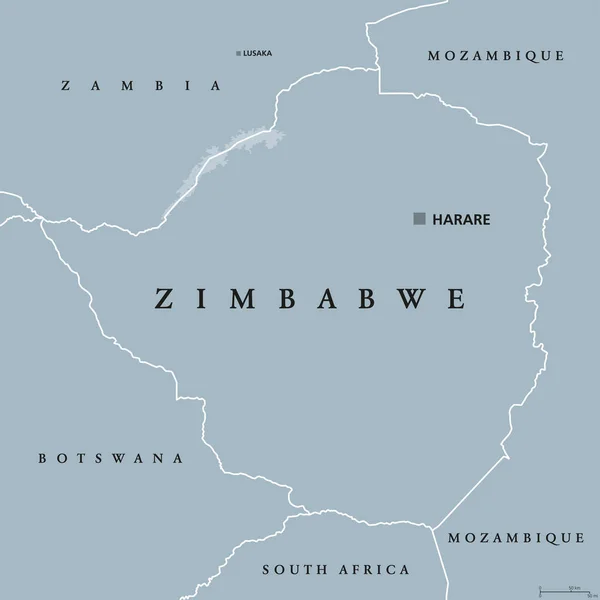 Mapa político de zimbabwe — Archivo Imágenes Vectoriales