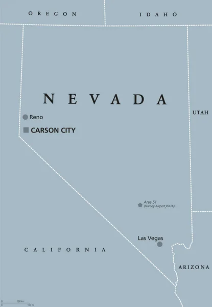 Mapa político de Nevada Estados Unidos — Archivo Imágenes Vectoriales