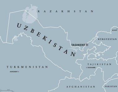 Özbekistan siyasi haritası
