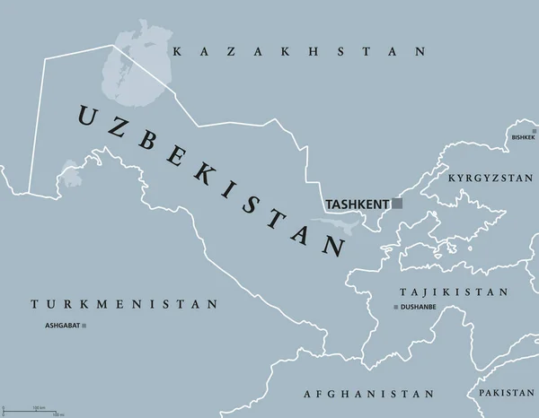 Peta politik uzbekistan - Stok Vektor