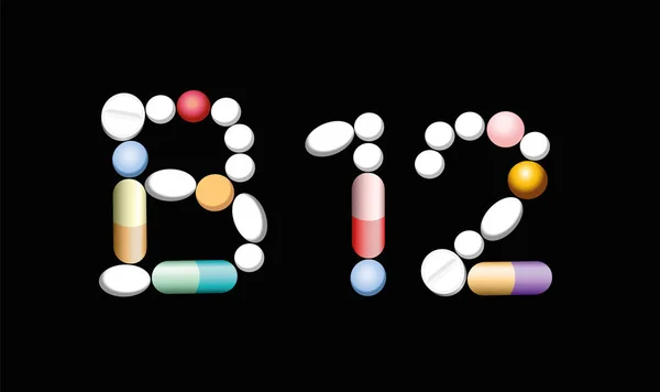 Pilules de vitamine B12 — Image vectorielle