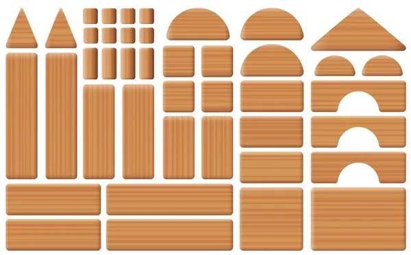 Wooden Toy Blocks Collection Set — Stock Vector