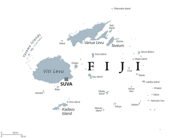 Mapa político de Fiji — Vetor de Stock