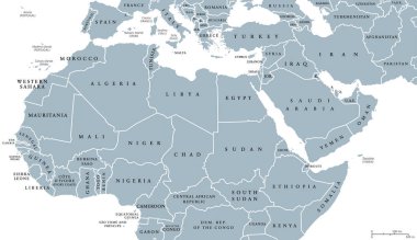 Kuzey Afrika ve Orta Doğu siyasi harita