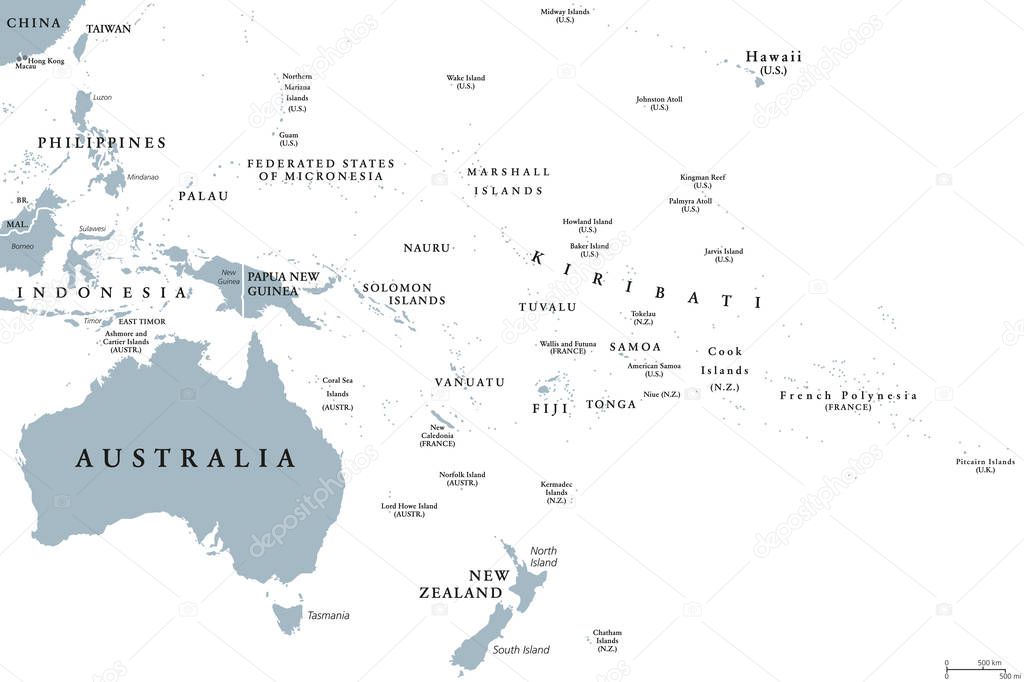 Oceania political map