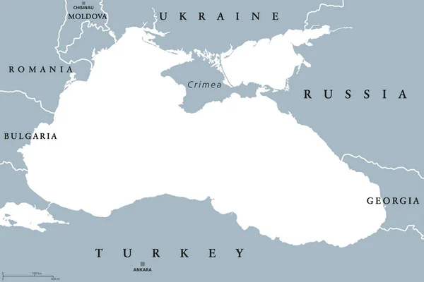 Politická mapa oblasti Černého moře a Azovského moře — Stockový vektor