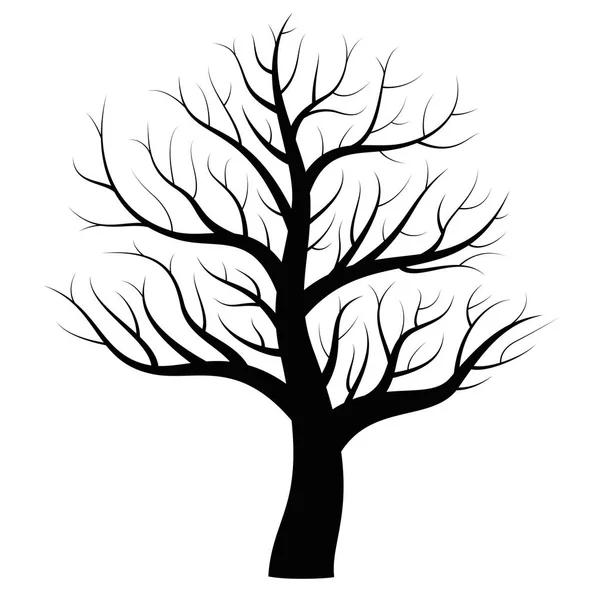 Árbol desnudo de invierno Icono Negro — Vector de stock