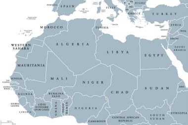 Kuzey Afrika ülkeleri siyasi harita