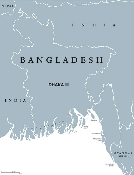 Politieke kaart bangladesh — Stockvector