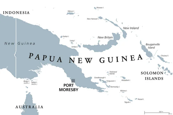 Papua neue politische Landkarte von Guinea — Stockvektor