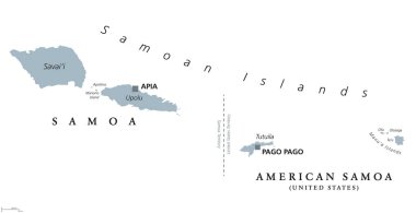 Samoan Islands political map clipart