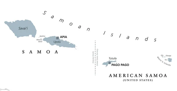 사모아 제도 정치 지도 — 스톡 벡터