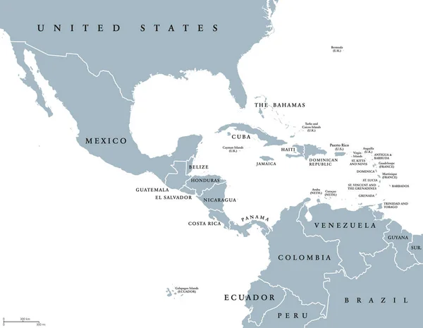 Mapa político da América Central — Vetor de Stock