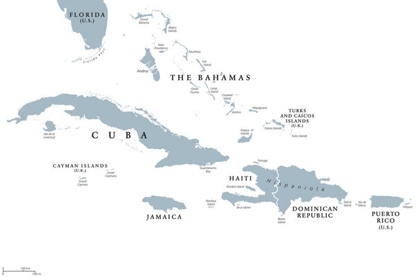 Greater Antilles political map