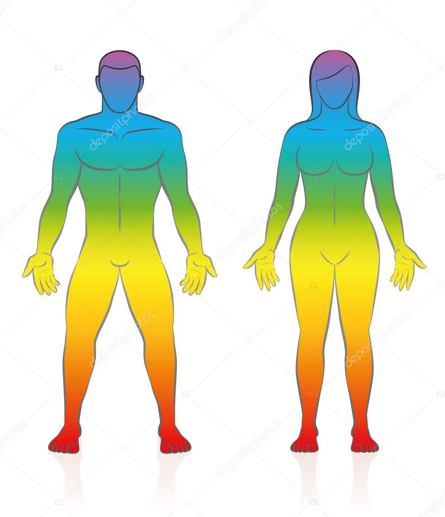 Male Female Body Rainbow Gradient Skin Color