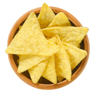 Beyaz ahşap kase tortilla cips