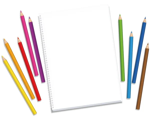 Sketchpad Crayons Dessin à blanc — Image vectorielle