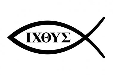 Sign of the fish with Greek letters for Ichthus clipart