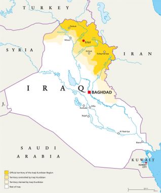 Irak Kürdistan bölge siyasi harita