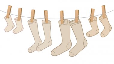 Clothesline aile paketi üzerinde Pamuk Çorap