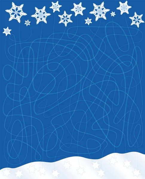 Snowfall Labyrinth Winter Maze Lines — Stock Vector