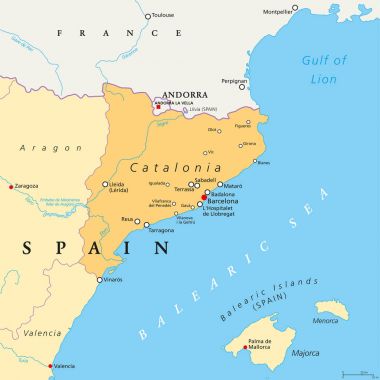Catalonia otonom İspanya siyasi Haritası