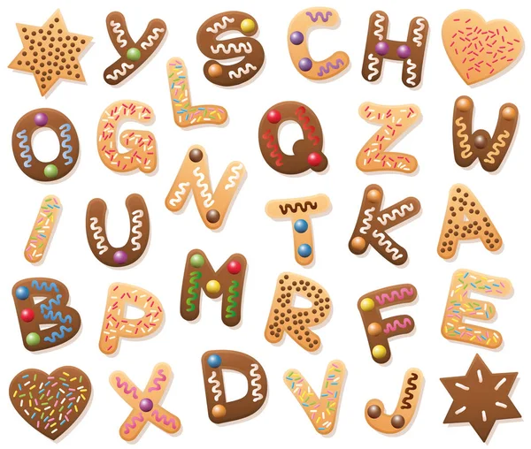 Natale Cookies lettere lettere alfabeto lettere liberamente — Vettoriale Stock