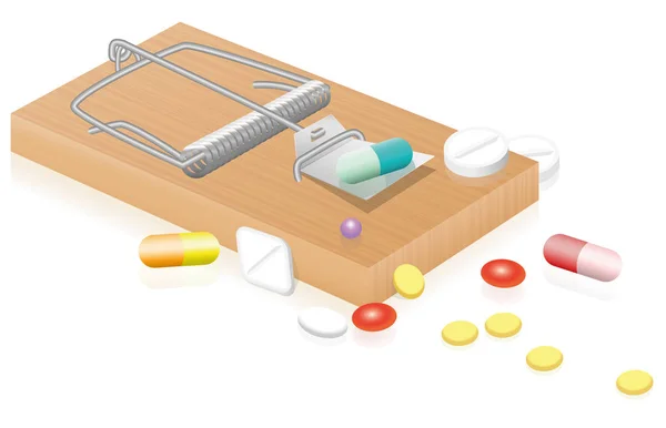Myší past pilulky tablety léku — Stockový vektor