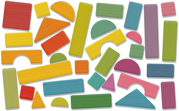 Bloques de juguete de construcción de colores flojamente organizados — Archivo Imágenes Vectoriales