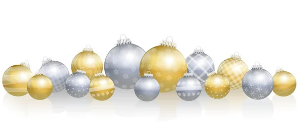 Noel topları gevşek altın gümüş düzenlenmiş — Stok Vektör