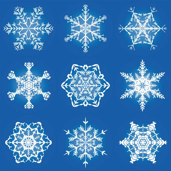 Flocons de neige motif décoré fond — Image vectorielle