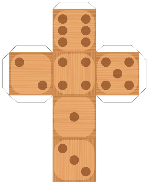 Tekstur Wooden Dice Template Enam Sisi - Stok Vektor