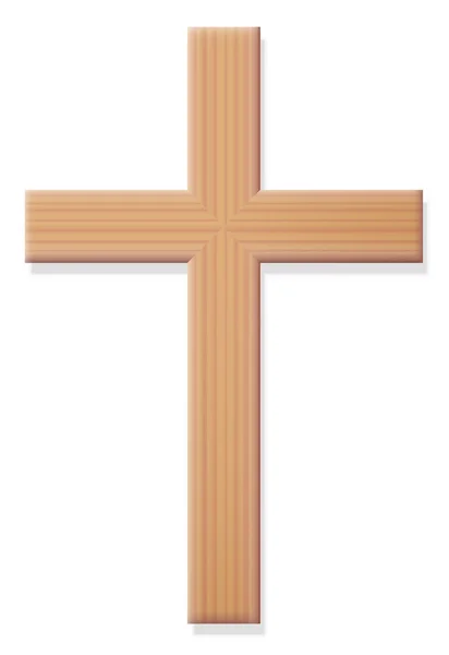 Религиозный символ деревянного христианского креста — стоковый вектор
