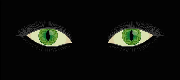 Slit pupila verde ojos de gatos humanos — Vector de stock