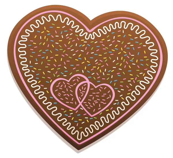 Piernik słodki słodycze miłość serce Symbol — Wektor stockowy
