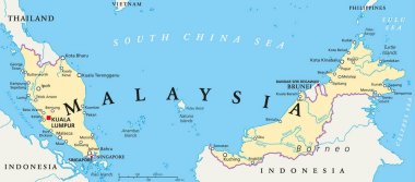 Malaysia Political Map clipart