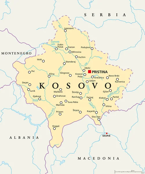 Carte politique du Kosovo — Image vectorielle