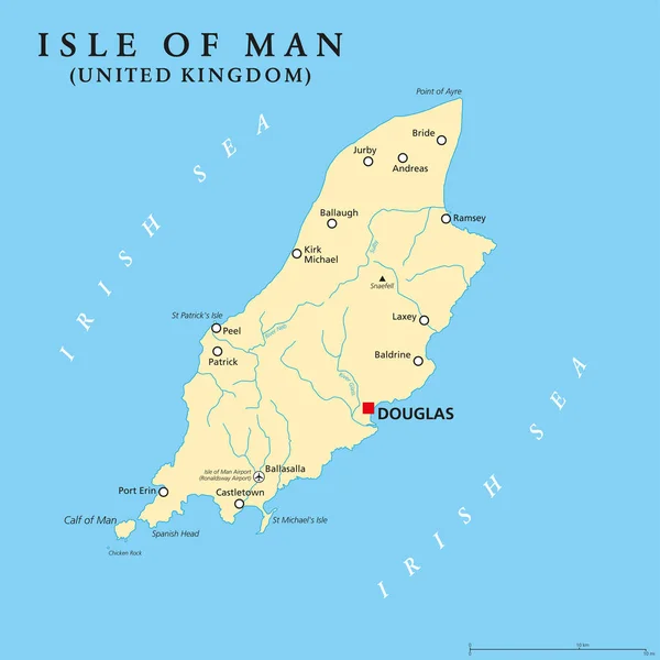 Isle of Man political map — Stock Vector