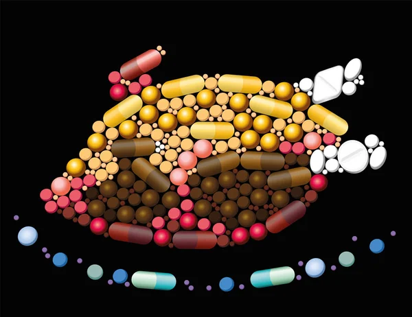 Смажені курячі таблетки антибіотиків — стоковий вектор
