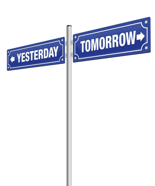 Tegnap a holnap útjelzési — Stock Vector