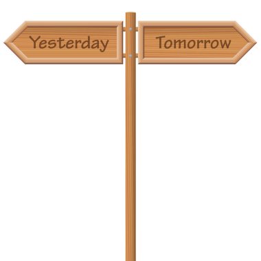 Yesterday Tomorrow Signpost Wooden Style clipart