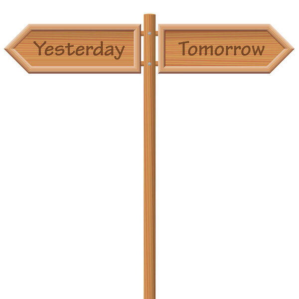 Yesterday Tomorrow Signpost Wooden Style