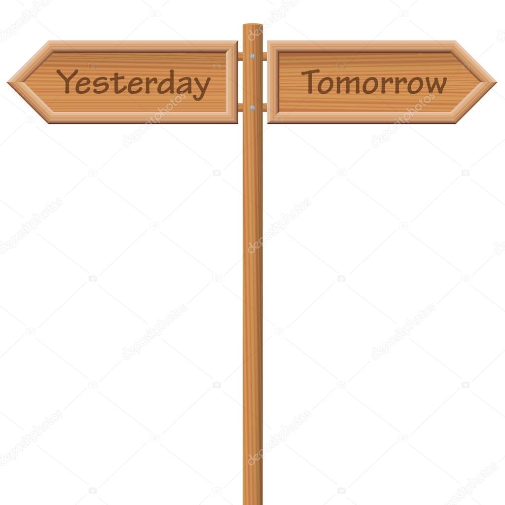 Yesterday Tomorrow Signpost Wooden Style