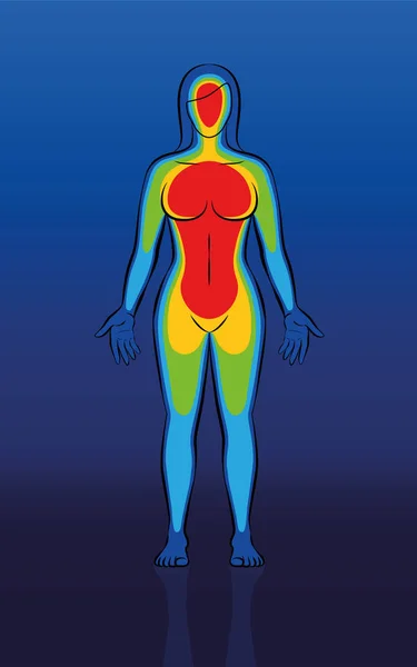 Body Heat Thermal Image Female Body — Stock Vector