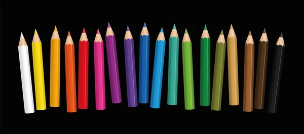 Crayones cortos Fondo negro — Archivo Imágenes Vectoriales