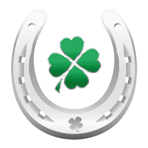 Lucky Symbols Horseshoe Clover Leaf New Year Eve — стоковый вектор