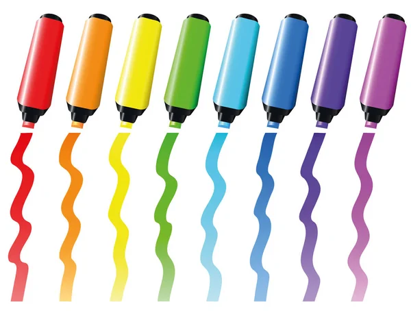Conjunto de marcadores coloridos do iluminador — Vetor de Stock
