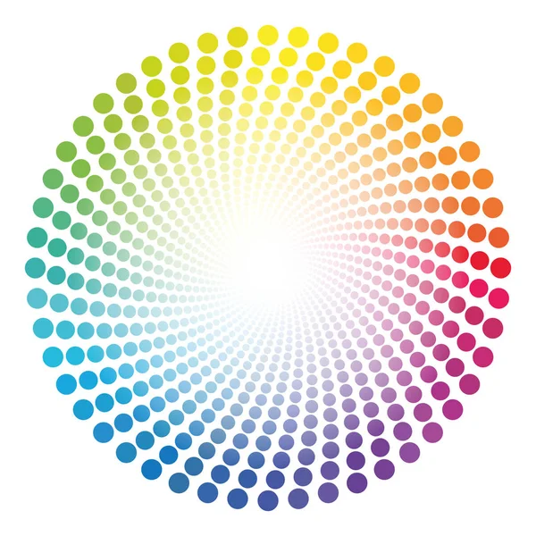 Patrón circular de color arco iris de tubo de puntos espirales — Archivo Imágenes Vectoriales