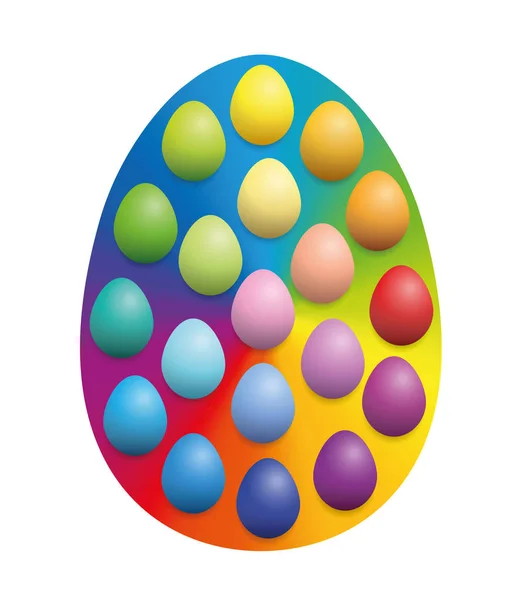 Huevos de Pascua en fondo de color arco iris Huevo — Vector de stock