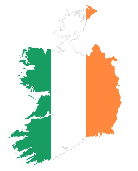 Vlag van de Republiek Ierland in land silhouet — Stockvector
